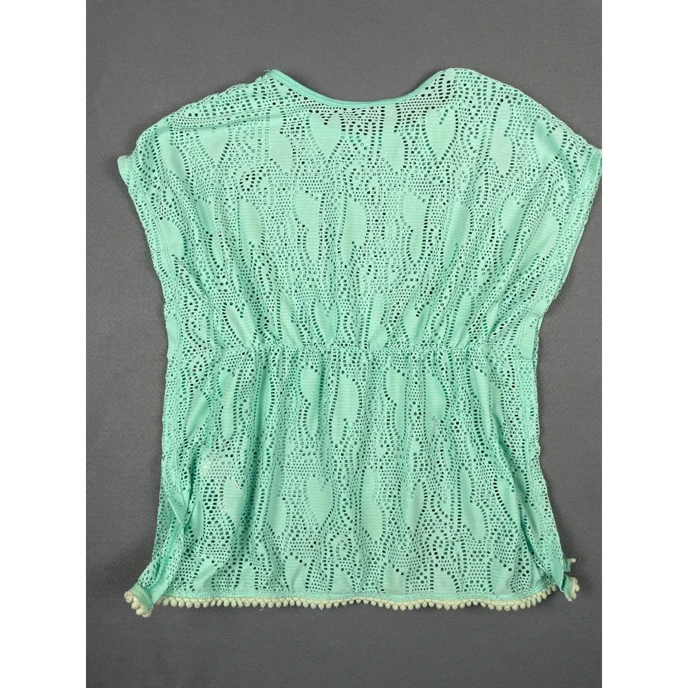 Wonder Nation‎ Aqua Crochet Swim Cover Up Coastal Boho Beach Aqua 6-6X